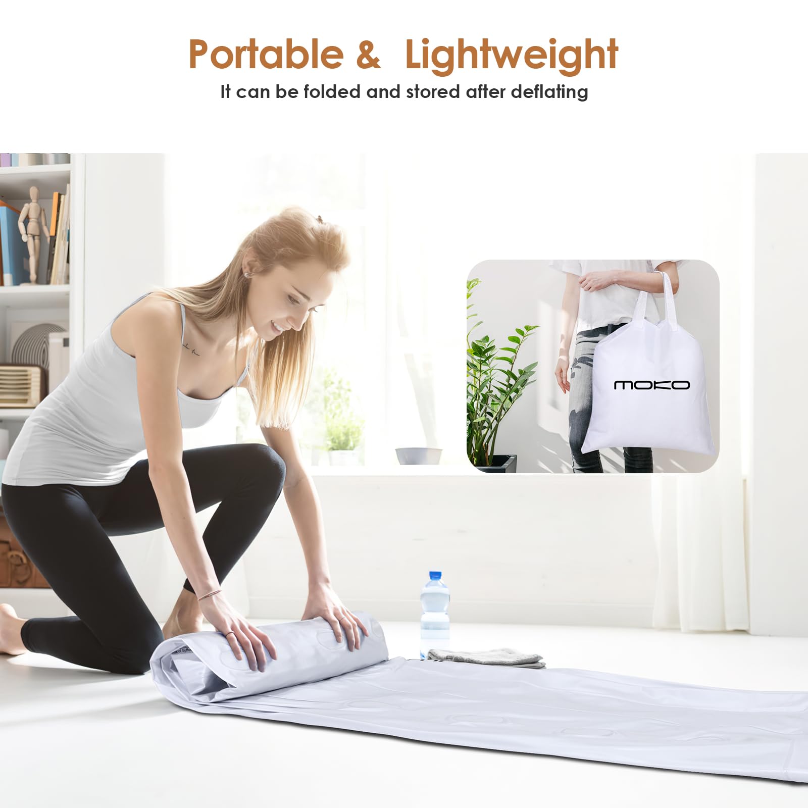 Colchón de Aire Queen con Bomba integrada, colchón Inflable de Lujo de 18 Pulgadas, colchón de soplado rápido de 3 Minutos con Doble cámara, Parte Superior cómoda, Cama de Aire Aterciopelada para el