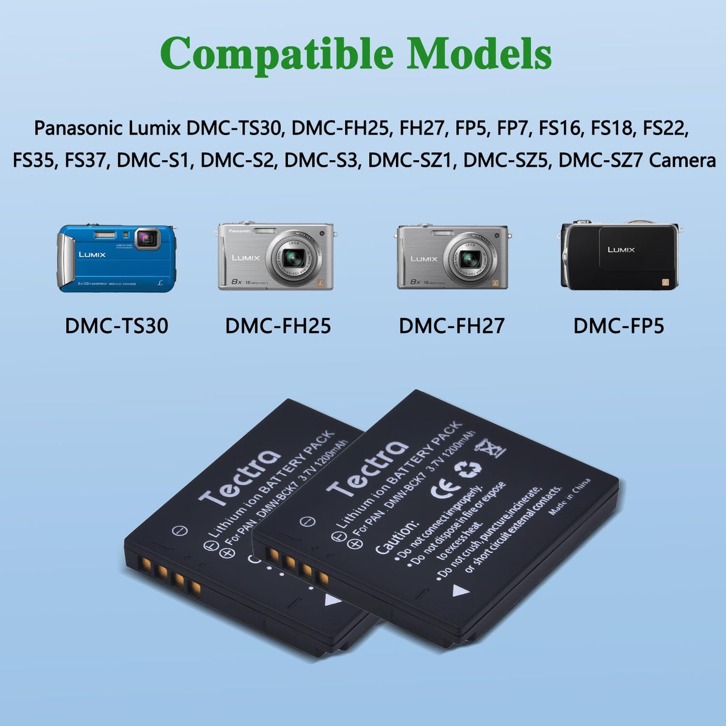 Kit de Batería y Cargador para Panasonic Lumix Tectra Negro
