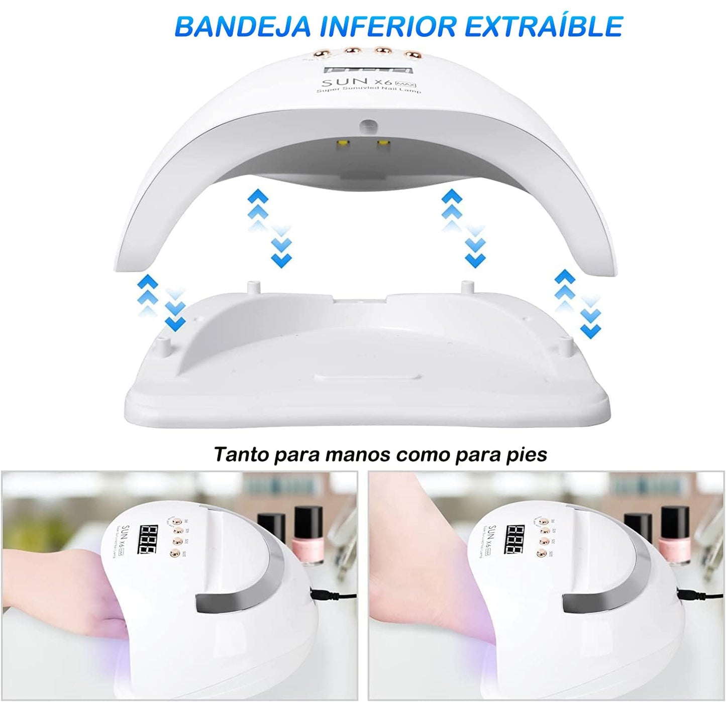 CARYWON - Lámpara de Uñas, 200W 45 UV LED Lámpara de Uñas para Esmalte de Gel, Secador de Uñas con 4 Ajustes de Temporizador y Pantalla LCD, Lámpara de gel de Curado Portátil más Rápido
