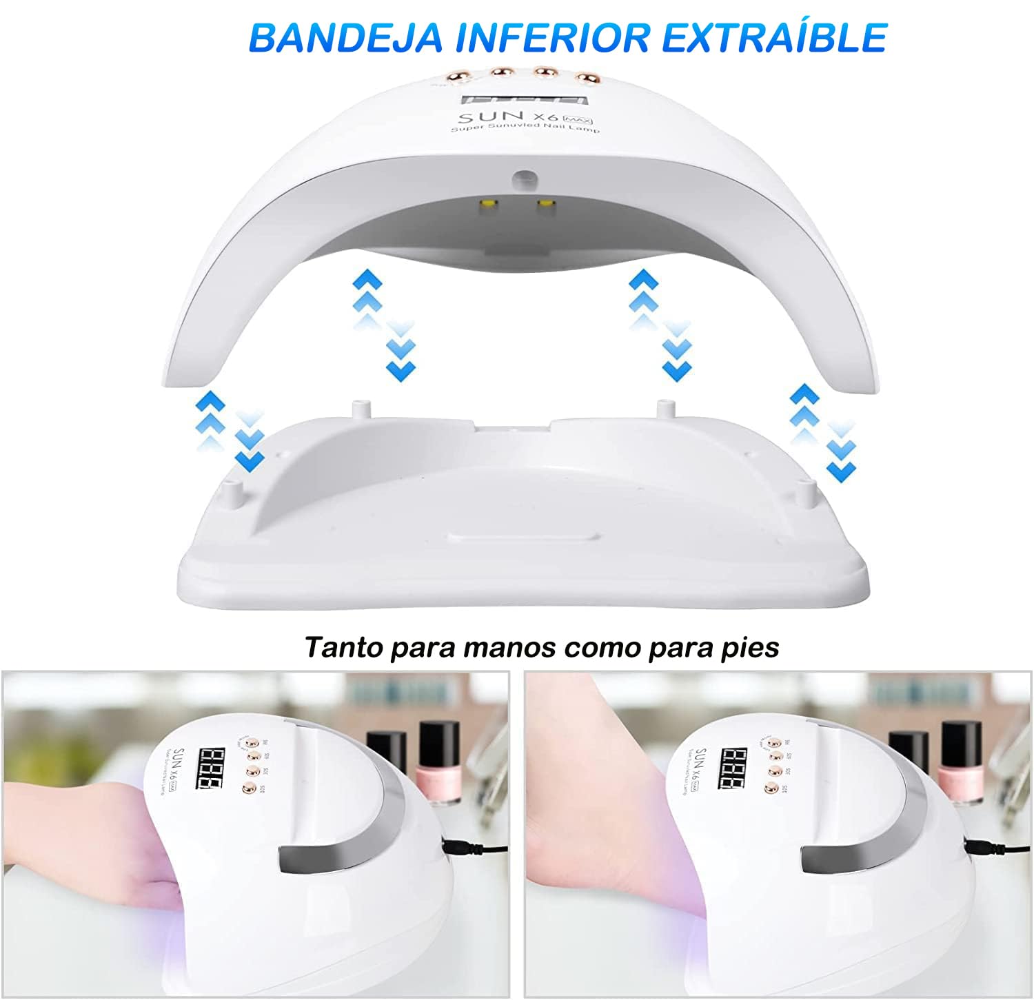 CARYWON - Lámpara de Uñas, 200W 45 UV LED Lámpara de Uñas para Esmalte de Gel, Secador de Uñas con 4 Ajustes de Temporizador y Pantalla LCD, Lámpara de gel de Curado Portátil más Rápido