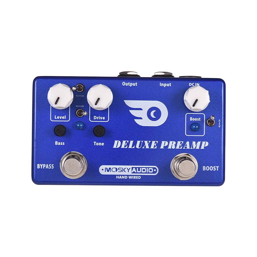 Deluxe PREAMP 2 en 1 Pedal de Efectos de uitarra Boost + Efectos Overdrive clásicos Carcasa Totalmente de Metal con Bypass Verdadero