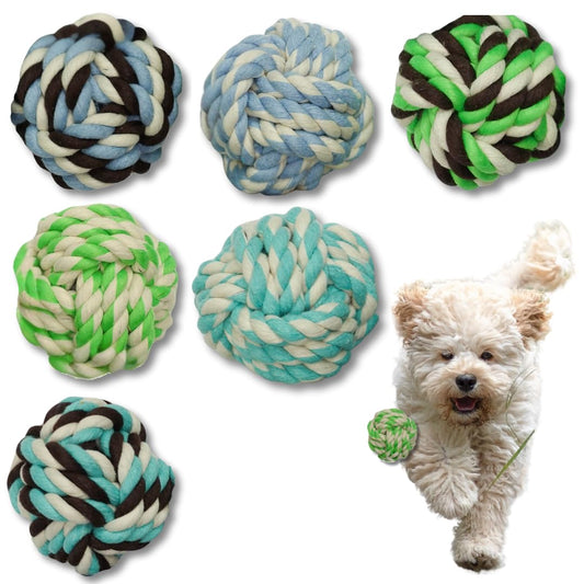 Otterly Pets Juguete para cachorros, bolas de cuerda pequeñas para perros, dentición, juguete de algodón para cachorros y perros (paquete de 6)