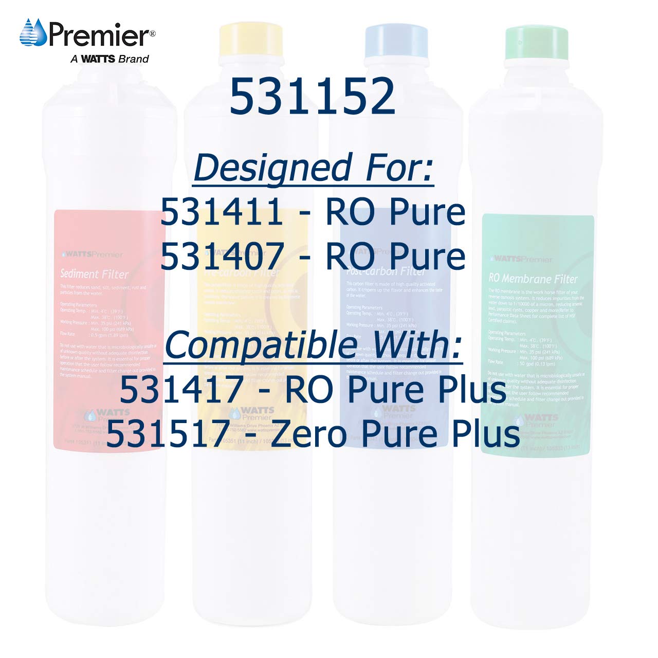 Kit de Filtros de Reemplazo RO-Pure Premier Multicolor Push Button