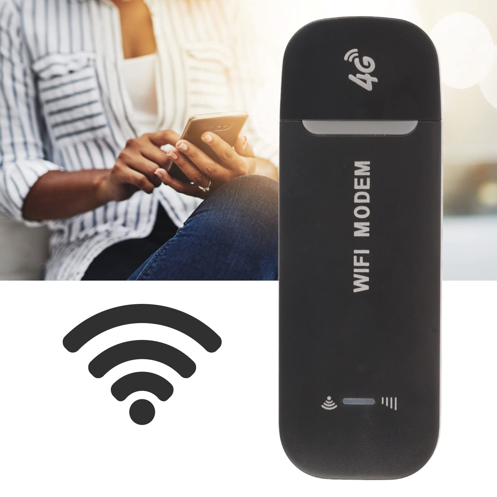 Dongle de Módem WiFi USB 4G LTE, Enrutador de Punto de Acceso Portátil de Viaje, con Ranura para Tarjeta SIM, 10 Usuarios Compartidos, Plug and Play, para Teléfono PC Tableta TV