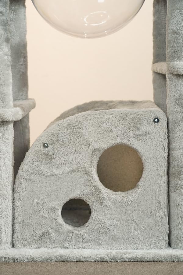 Rascador para Gatos UNA MASCOTA Gris con Diseño de Queso Varios Niveles 170CM