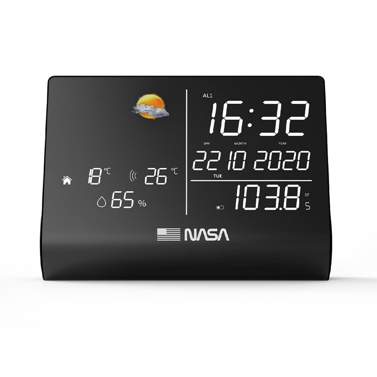 Estación Meteorológica y Altavoz Bluetooth NASA Negro con Sensor Exterior