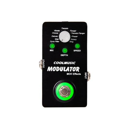 COOLMUSIC A-ME01 - Pedal modulador multiefectos con 11 modos de filtro Dyna Wah Chorus Tremolo Flanger Phaser Anillo giratorio