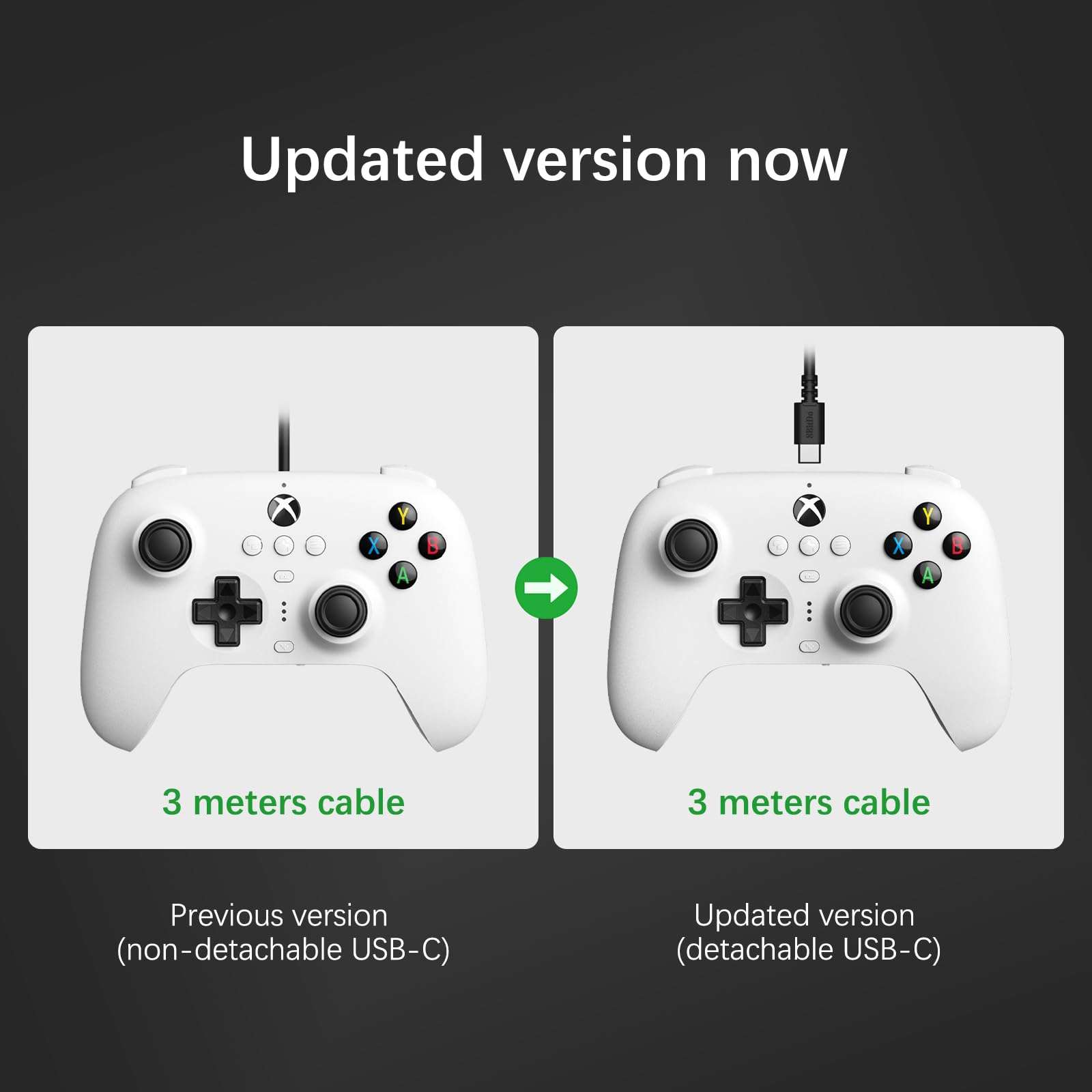 Control Alambrico 8Bitdo Ultimate para Xbox Series X|S, Xbox One, Windows 10/11, Mando con Joysticks de Efecto Hall, Conector de Audio de 3.5 mm, con Licencia Oficial - Blanco