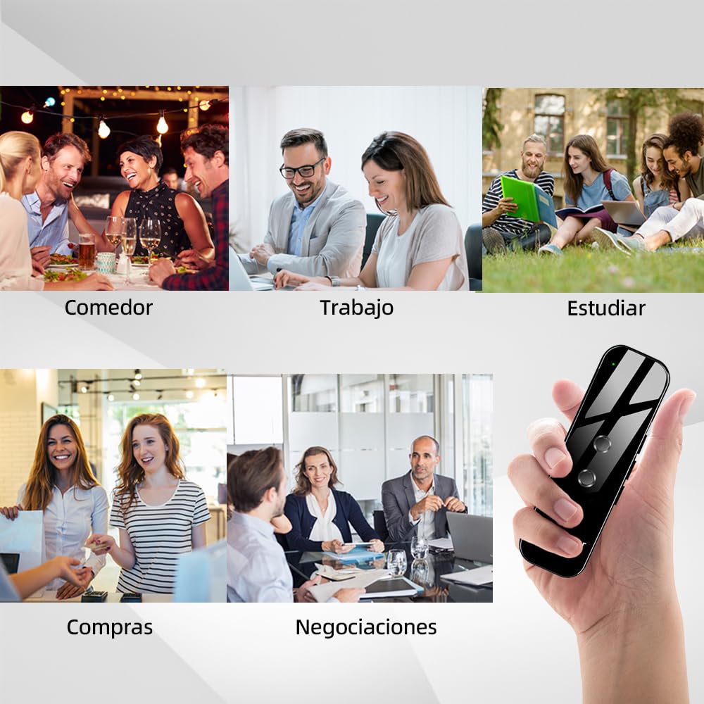 Traductor de Idiomas PEIONO Inteligente Blanco Ligero y Portátil Ideal para Estudio y Viajes