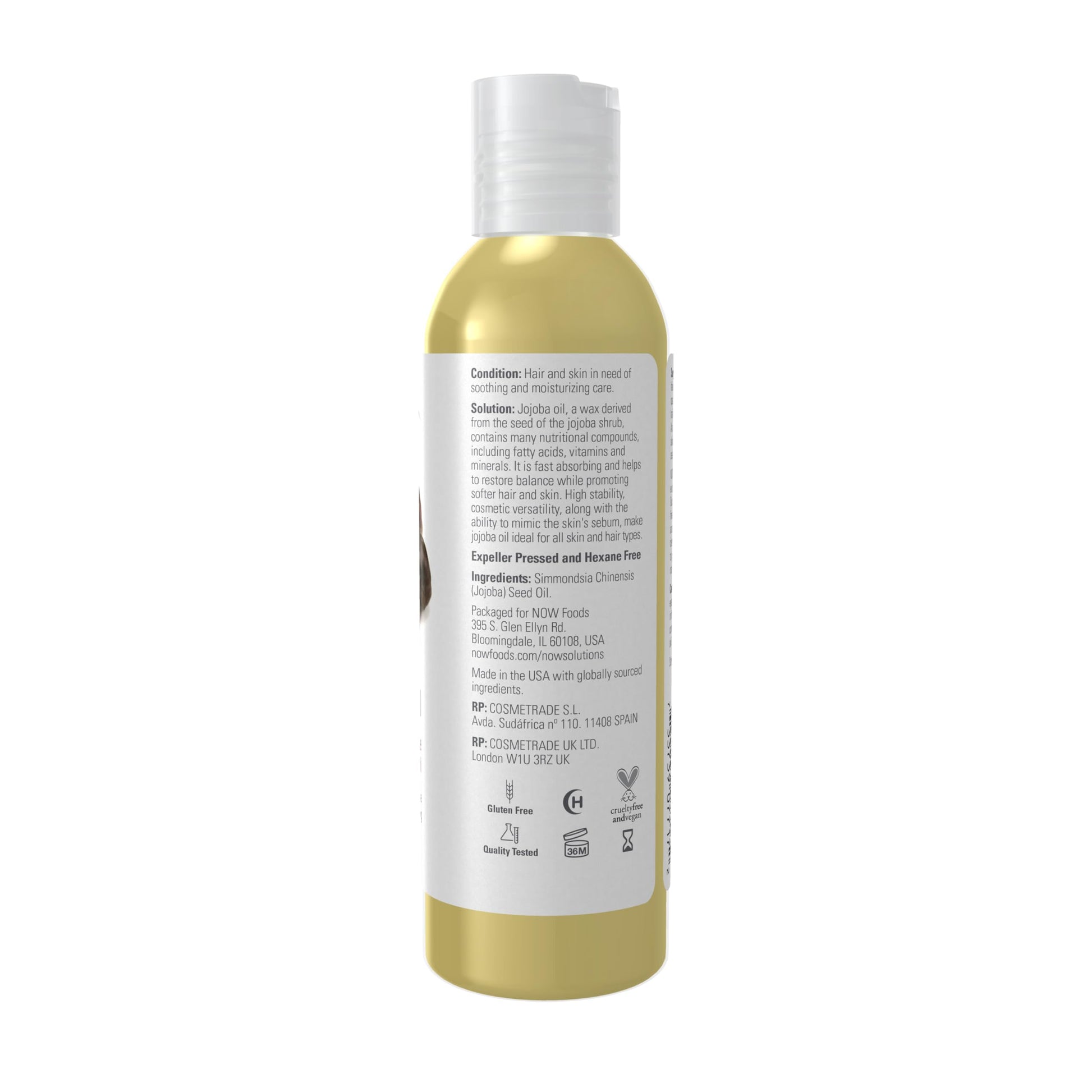 Now Foods Jojoba Oil, Pure, Expeller Pressed 118mL