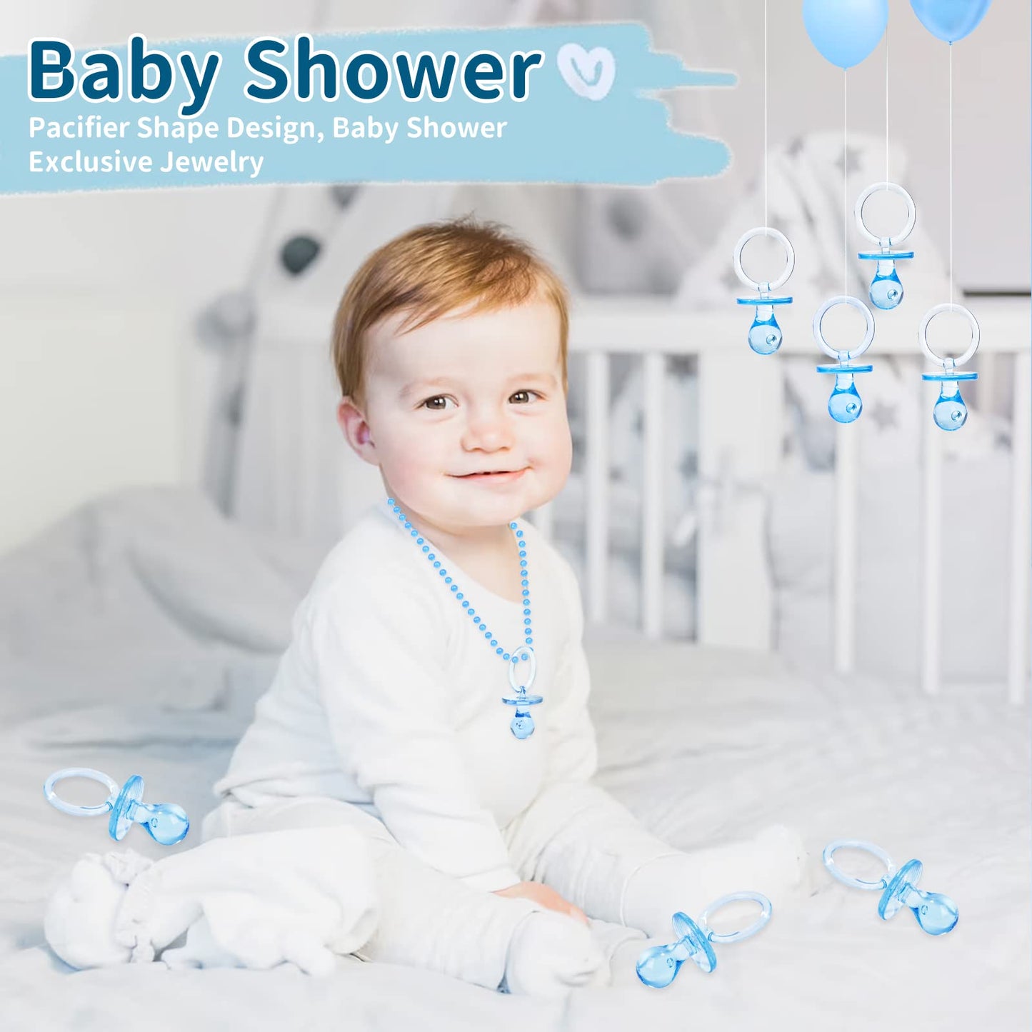 Chupetes Acrílicos XINHUIDALSQ Azul 36 Piezas para Juego de Baby Shower