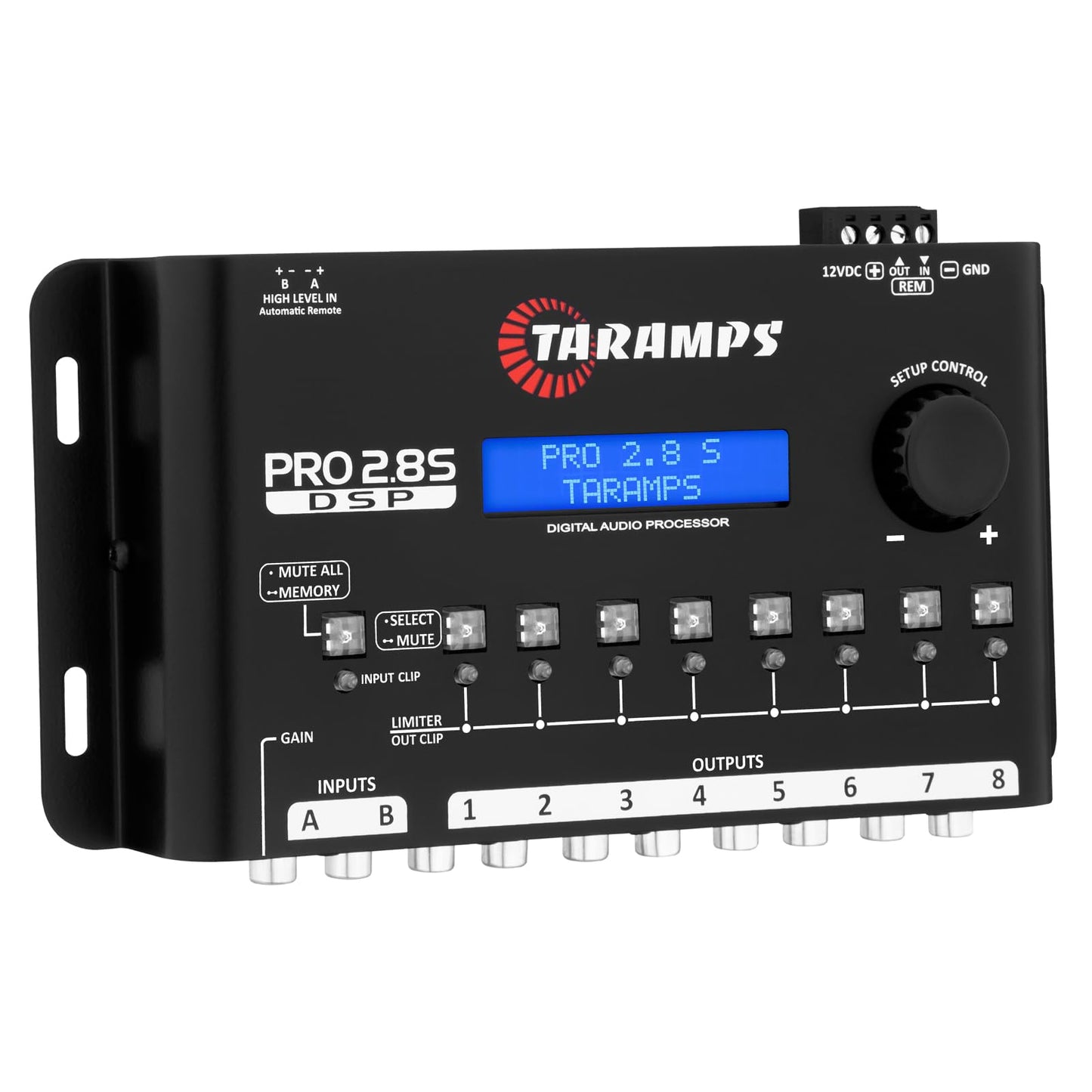 Taramps Pro 2.8S Negro DSP Crossover Procesador de Audio de señal Digital Completo y Ecualizador con secuenciador Ecualización gráfica de 15 Bandas 12 EQ preestablecidos 2 Canales y 8 Canales Salida