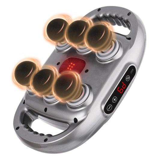 YUDSKU Pistola de Masaje de 6 Cabezas，Masajeador Eléctrico de Tejido Profundo Ajustable de 9 Modos Y 9 Niveles con Pantalla LCD, Masajeador Muscular de Cuerpo Completo con Múltiples Cabezas para Relajar Los Músculos Y Aliviar el Dolor(Gris)