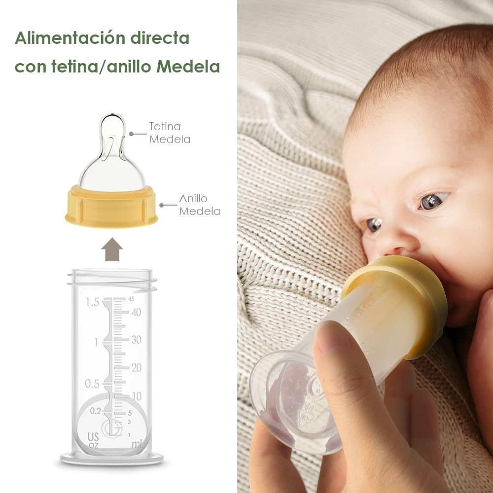 Recipiente Maymom de 1.5 oz diseñado para el almacenamiento de calostro y leche; tapas a prueba de fugas, para almacenamiento de leche materna en congelador o refrigerador, fabricado sin BPA; 4 piezas por paquete.