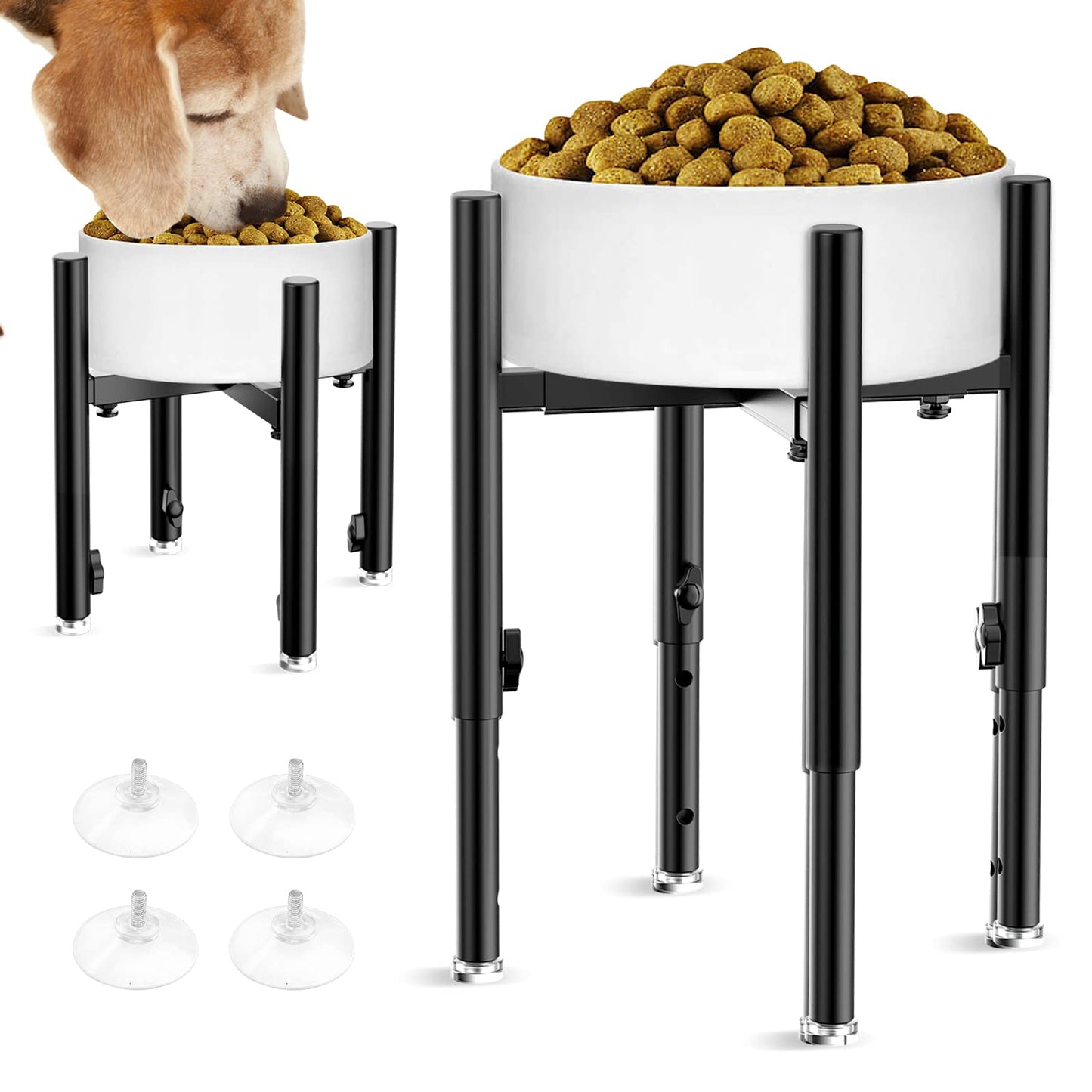 SYBECHATF Soporte elevado ajustable para cuencos para perros, se adapta a cuencos de 6 a 11 pulgadas, 4 ajustes de altura Soporte para alimentador de agua elevado para perros elevado, para perros