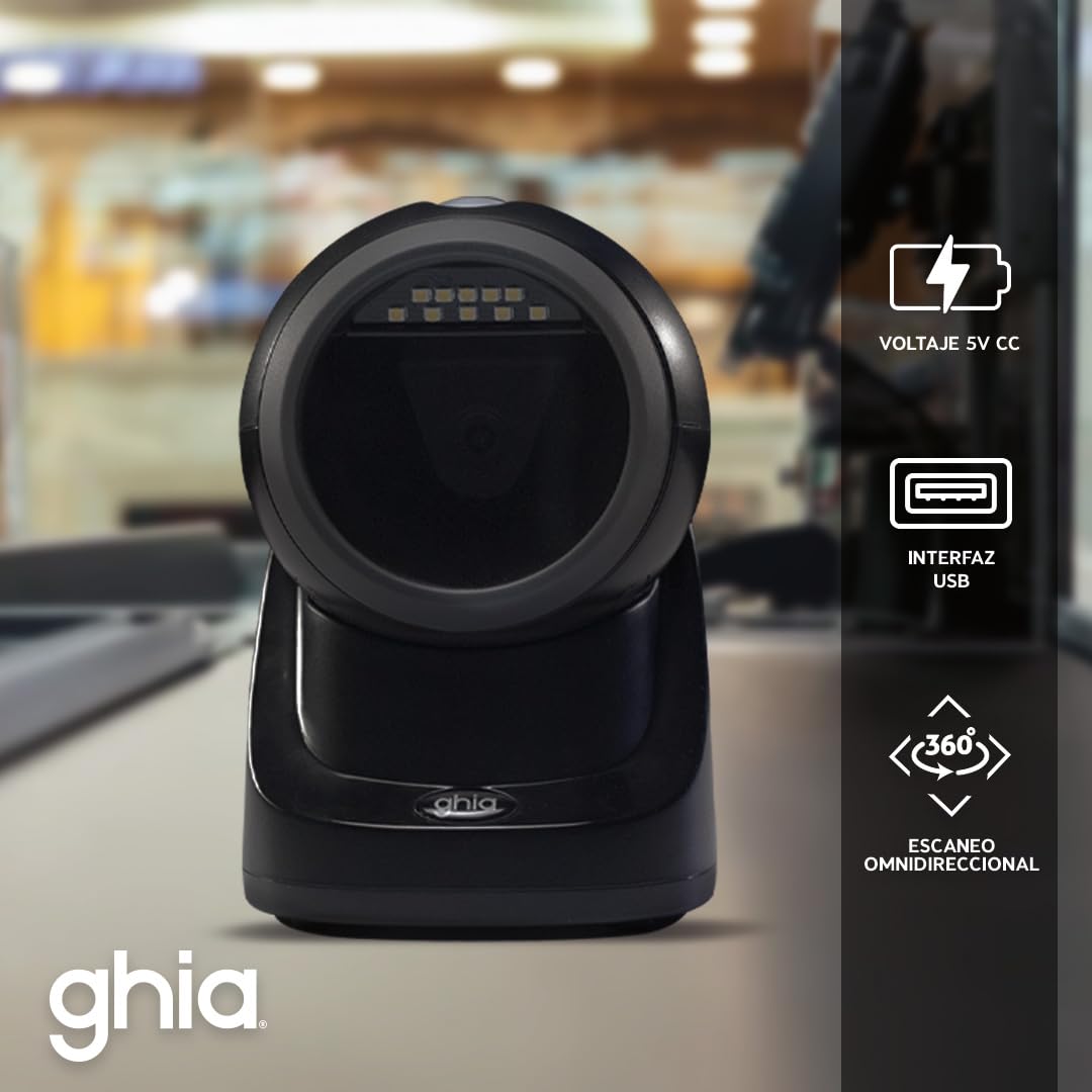 Lector de Códigos de Barra GHIA Omnidireccional USB GSOM3 Compatibilidad QR 2D