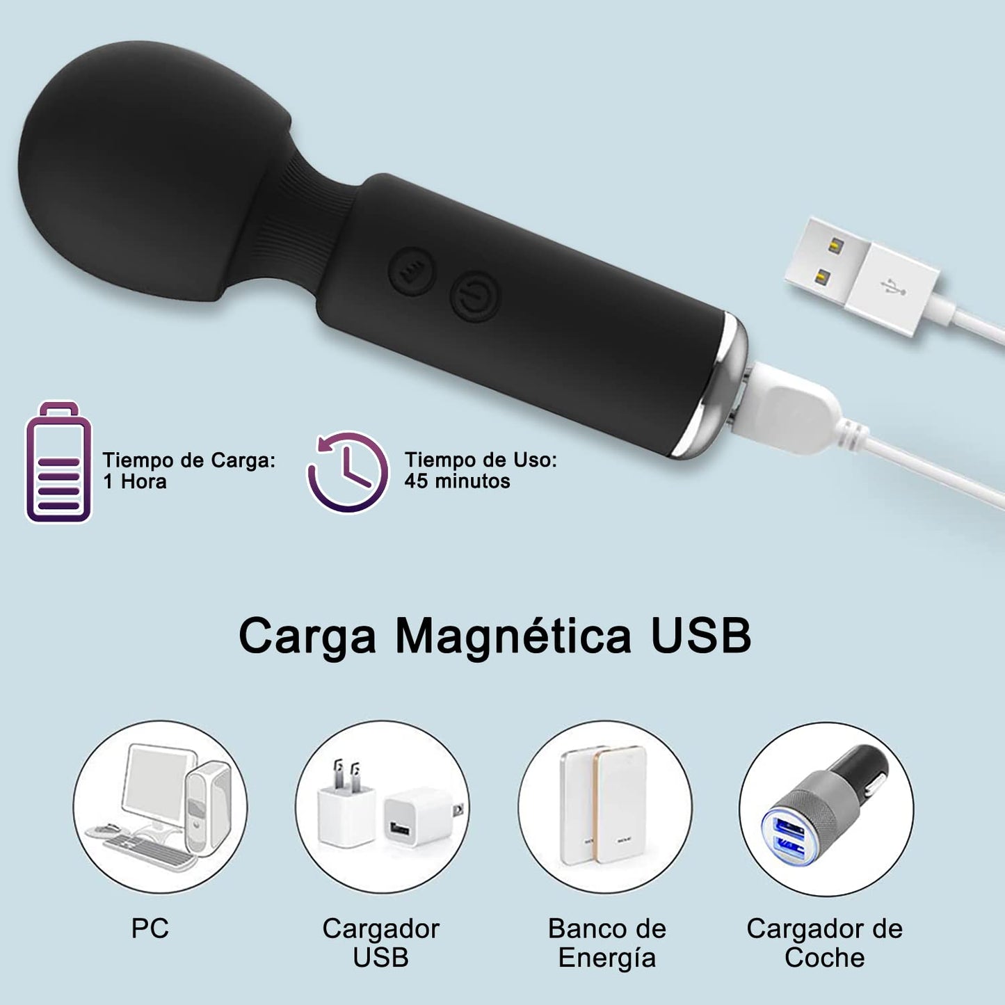 Sendowtek Mini Masajeador Muscular Masajeador Eléctrico de Mano Masajeador Recargable USB Dispositivo para Calmar Los Músculos Portátil Mini Massager Impermeable con 10 Velocidades Ajustables Diferentes Perfecto para Aliviar la Tensión, Los Músculos, el D