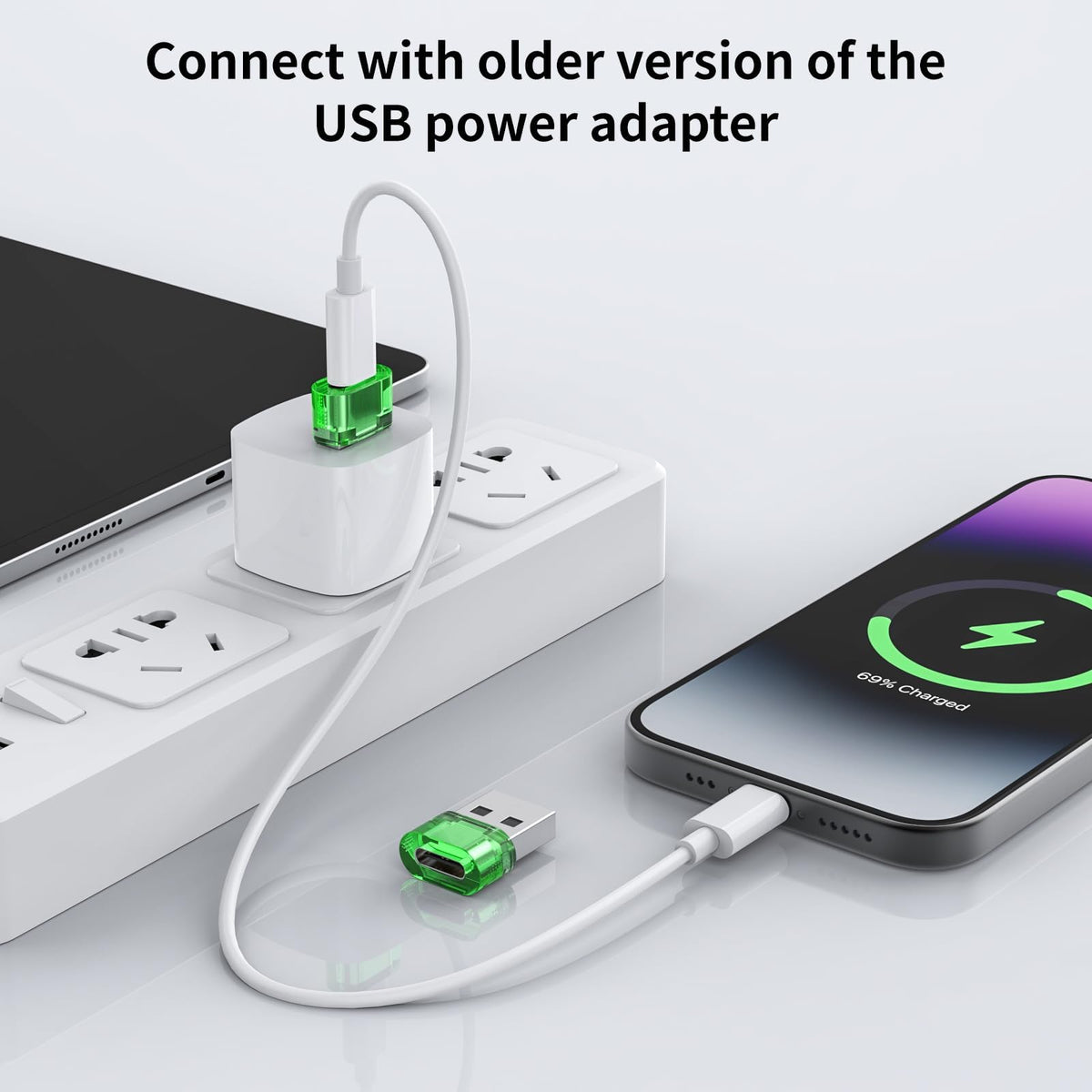 Adaptador USB C a USB Macho Verde Paquete de 12 para Carga Súper Rápida y OTG