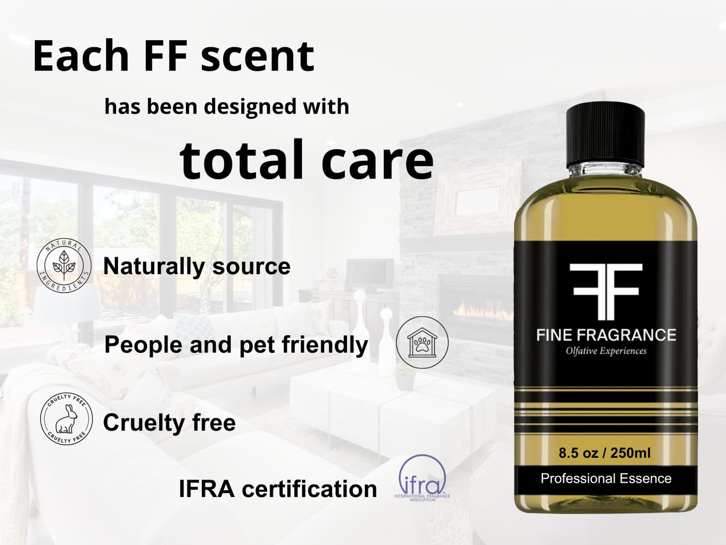 Fine Fragrance, Esencia para difusor aroma Jazmín, 250ml, ultra concentrada para uso exclusivo en difusores profesionales y aromaterapia