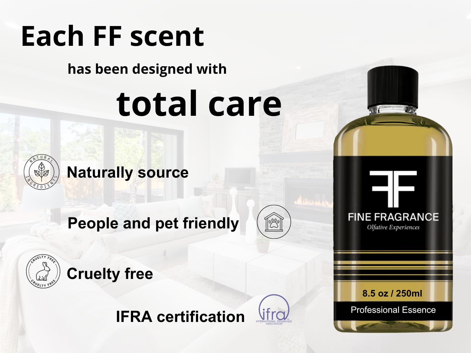 Fine Fragrance, Esencia para difusor aroma Jazmín, 250ml, ultra concentrada para uso exclusivo en difusores profesionales y aromaterapia