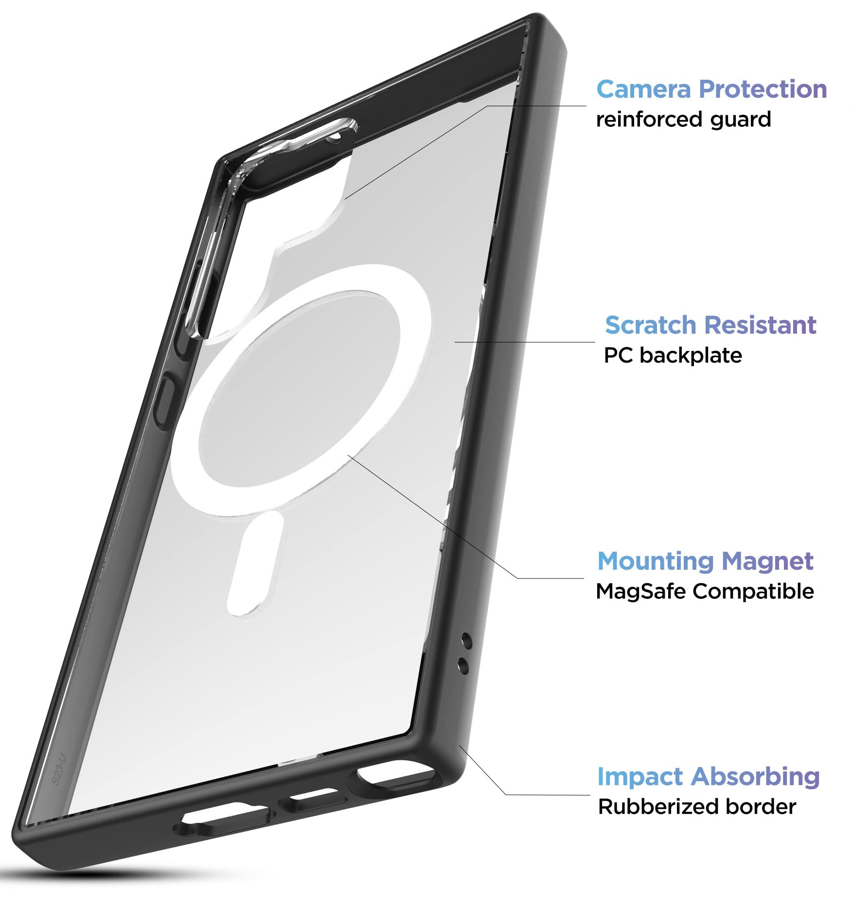 ENCASED Cargador inalámbrico magnético 2 en 1 con Funda para Samsung Galaxy S23 Ultra – Cargador Compatible MagSafe Incluido (2023 Ultra-6.8 Pulgadas) Transparente