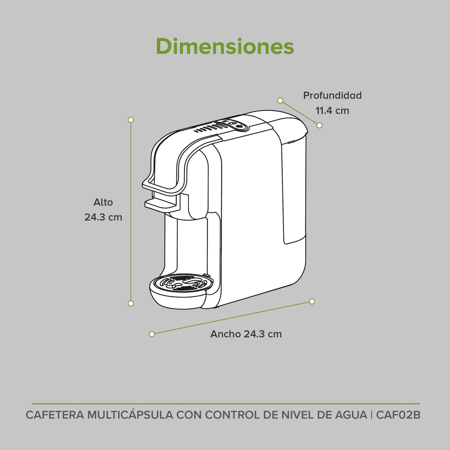 Cafetera Multicápsula AVERA Negra 3 en 1 Compatible con Cápsulas y Café Molido