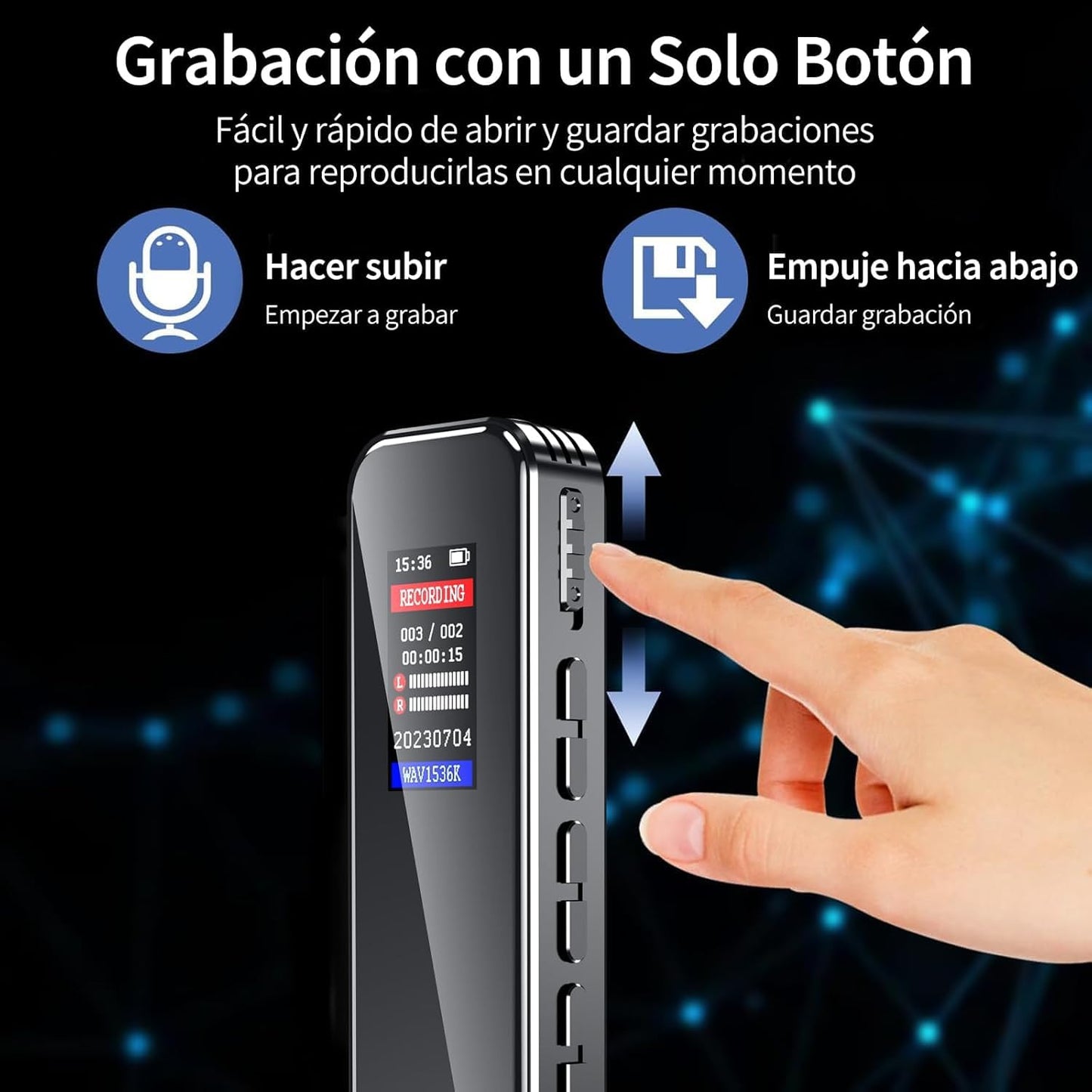 Gurkitsy Grabadora de Voz, Grabadora activada por Voz, Recargable Portátil con Memoria Interna de 8GB, Reproductor de MP3 con Función Altavoz, de Digital Inteligente para Reuniones