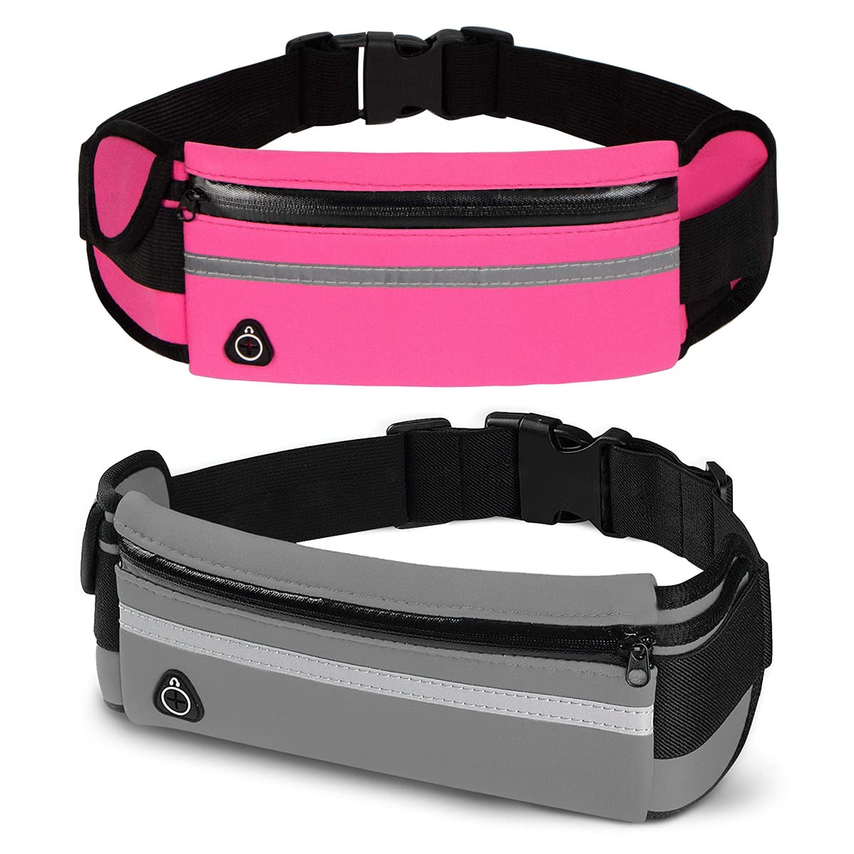 Riñonera Deportiva Running Elástica Impermeable Rosa Gris Reflectante para Hombre y Mujer