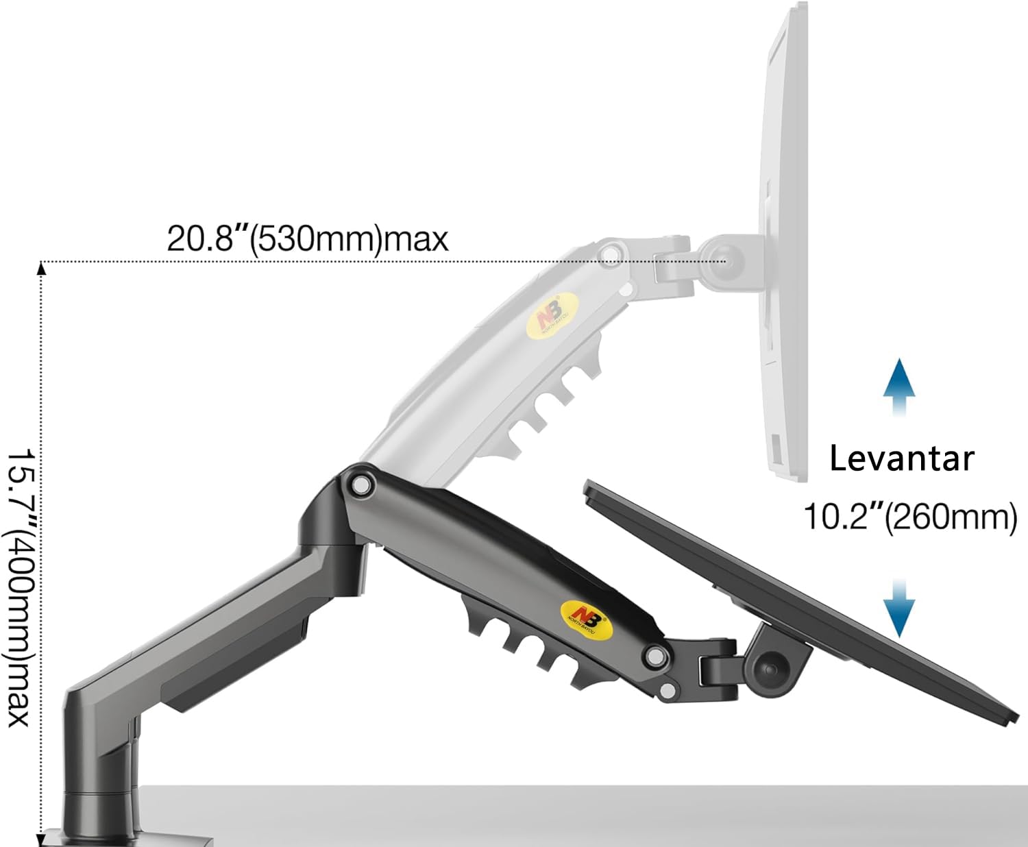 Soporte Hidráulico MORNWELL Negro para Monitor de 17 a 27 Pulgadas Ergonómico con Movimiento Completo