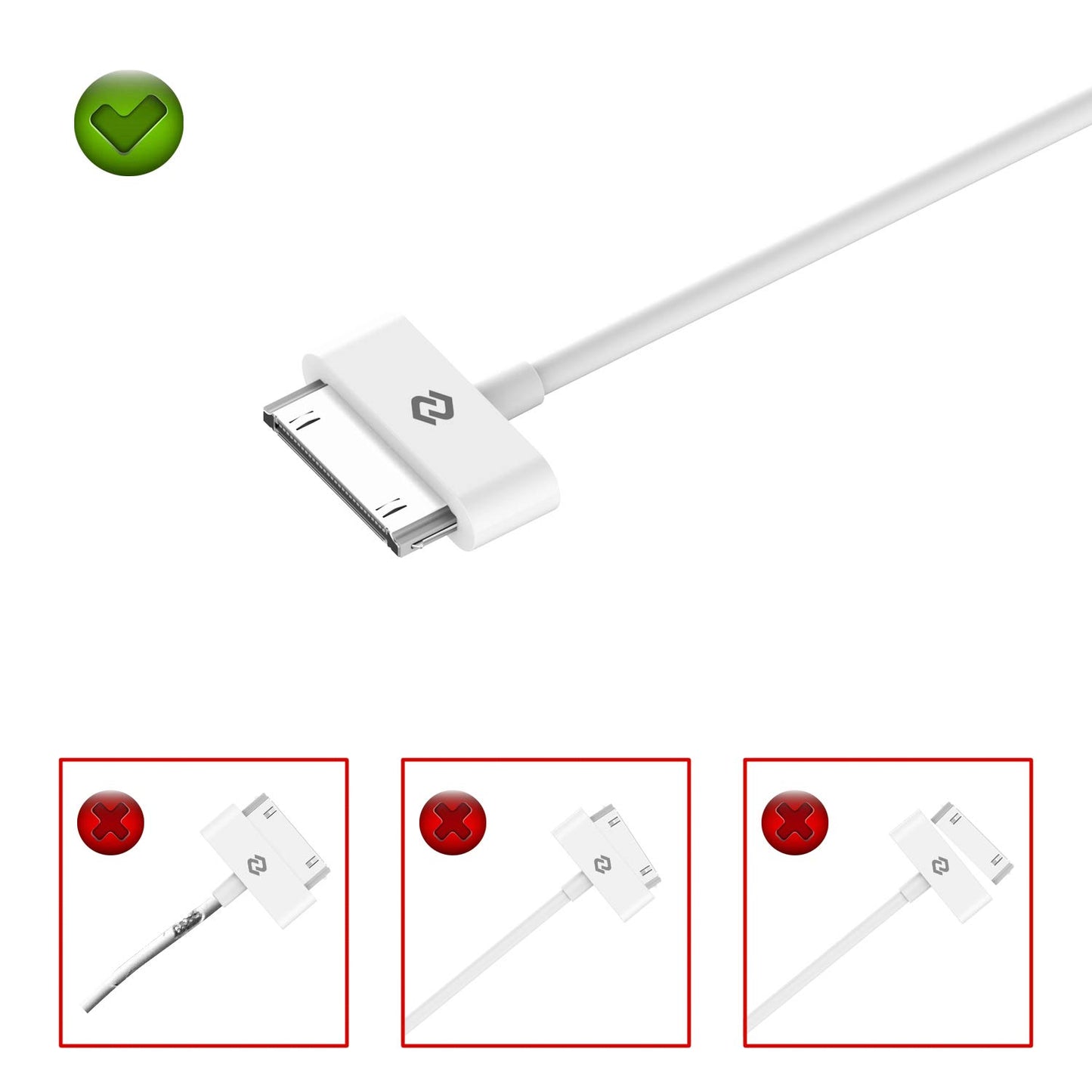 JETech Cable de Datos USB Carga Cargador para iPhone 4/4s, iPhone 3G/3GS, iPad 1/2/3, iPod, 1m (Blanco)