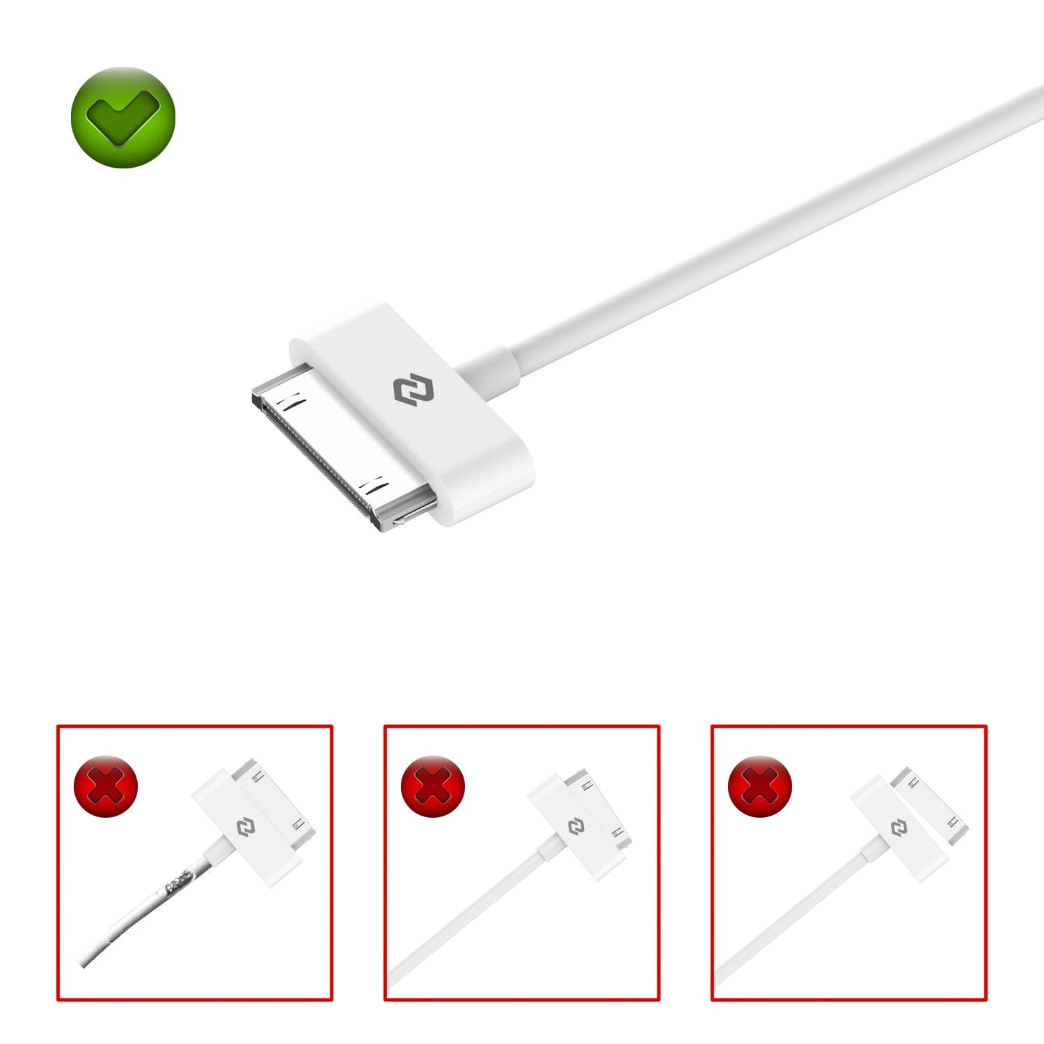 JETech Cable de Datos USB Carga Cargador para iPhone 4/4s, iPhone 3G/3GS, iPad 1/2/3, iPod, 1m (Blanco)