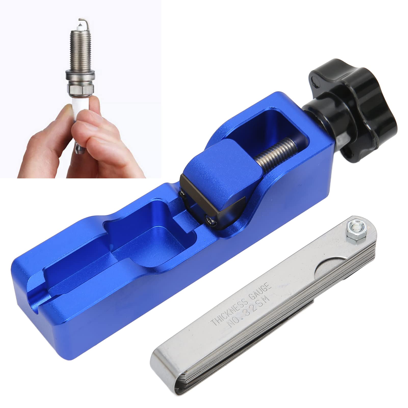 GYZOUKA Herramienta Universal para Separación de Bujías, 10mm, 12mm, 14mm, 16mm, Ajuste de Separación de Bujías con Galga de Espesores para 5671A (Azul)