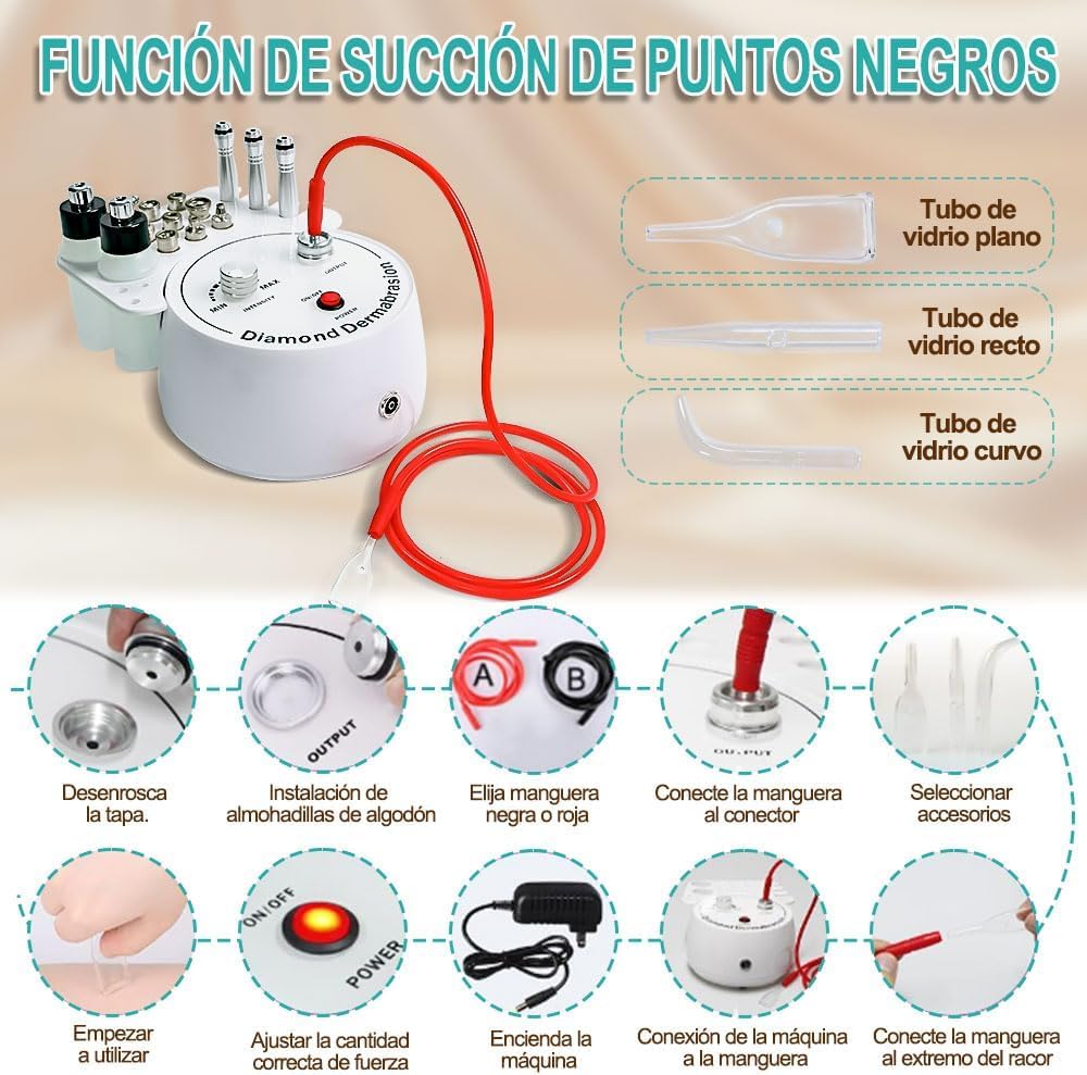 Máquina de Microdermoabrasión 3 en 1, Equipo para El Cuidado de La Piel Facial en El hogar, Equipo de Dermoabrasión Facial, Equipo de Dermoabrasión, Dermoabrasión