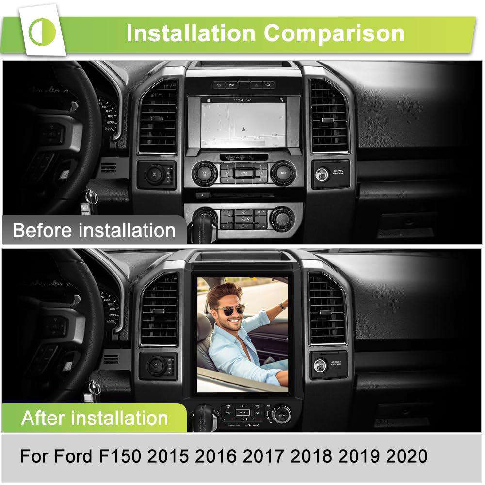 [4 GB+64 GB] Actualización de radio estéreo para Ford F150 2015 2016 2017 2018 2019 2020, Qualcomm 12.1 pulgadas estilo T visualización IPS con CPU 4G SIM/8 núcleos, Carplay Android Auto GPS WiFi
