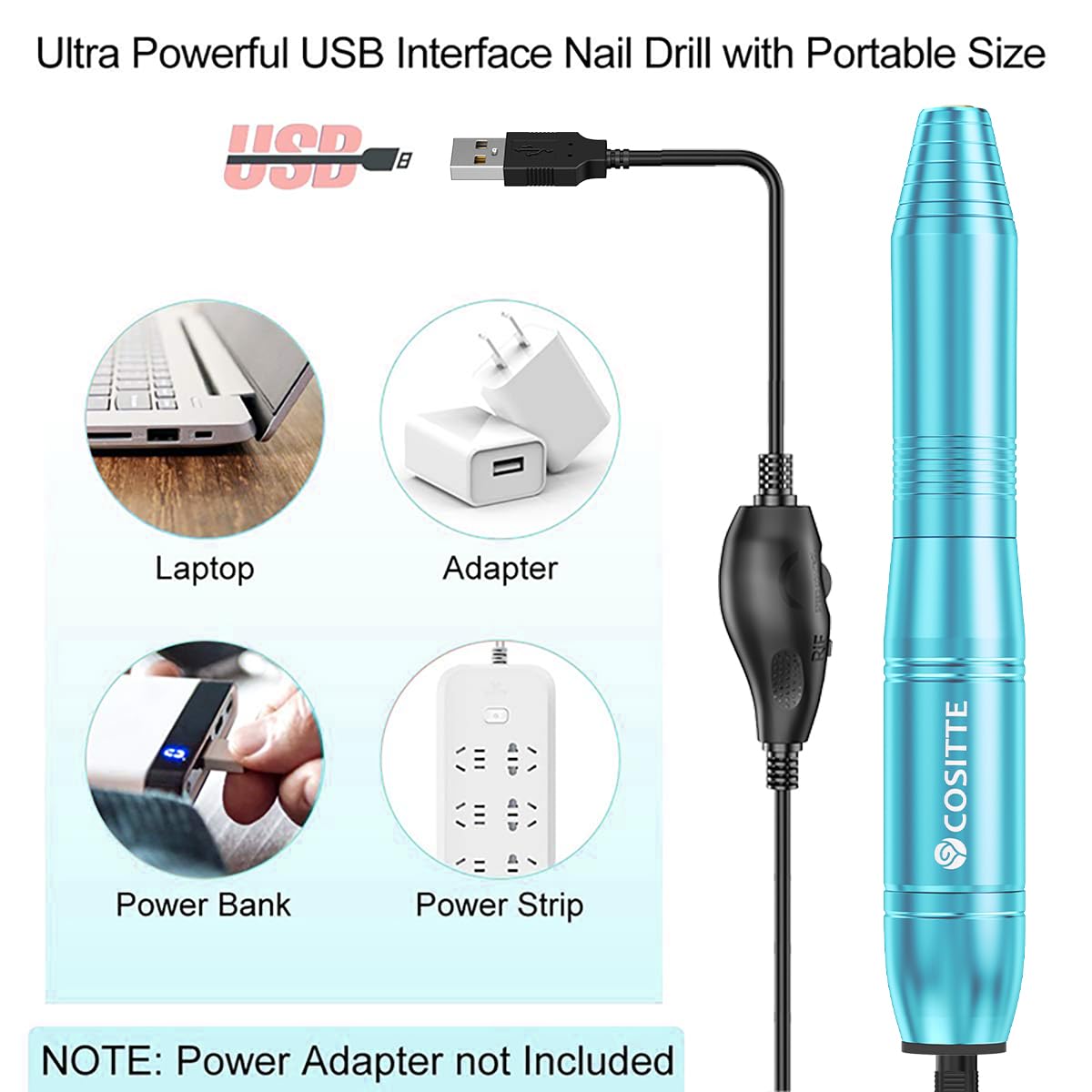 Taladro de Uñas COSITTE USB Portátil con Luz