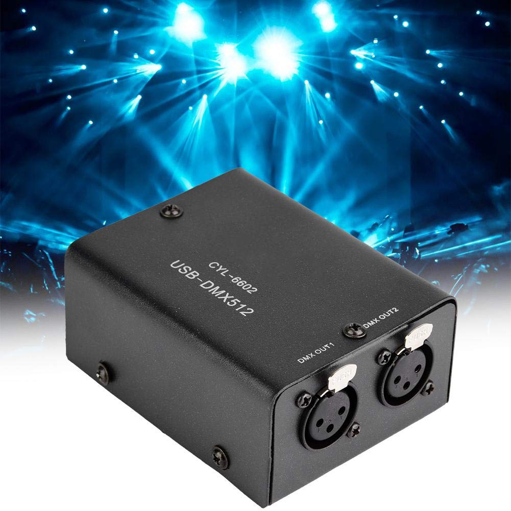 Jimfoty DMX DJ Light Controller, DMX 512 Stage USB Lighting Interface Controller Adaptador DMX para Party Pub Night Club DJ KTV