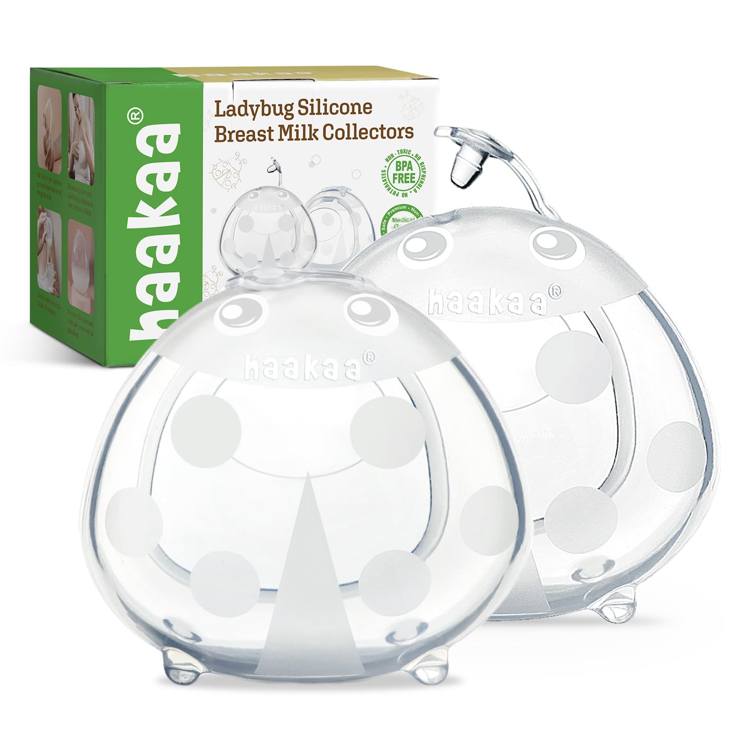 Haakaa Ladybug recolector de leche materna de silicona extra flexible y reutilizable sin BPA 2 piezas 75 ml