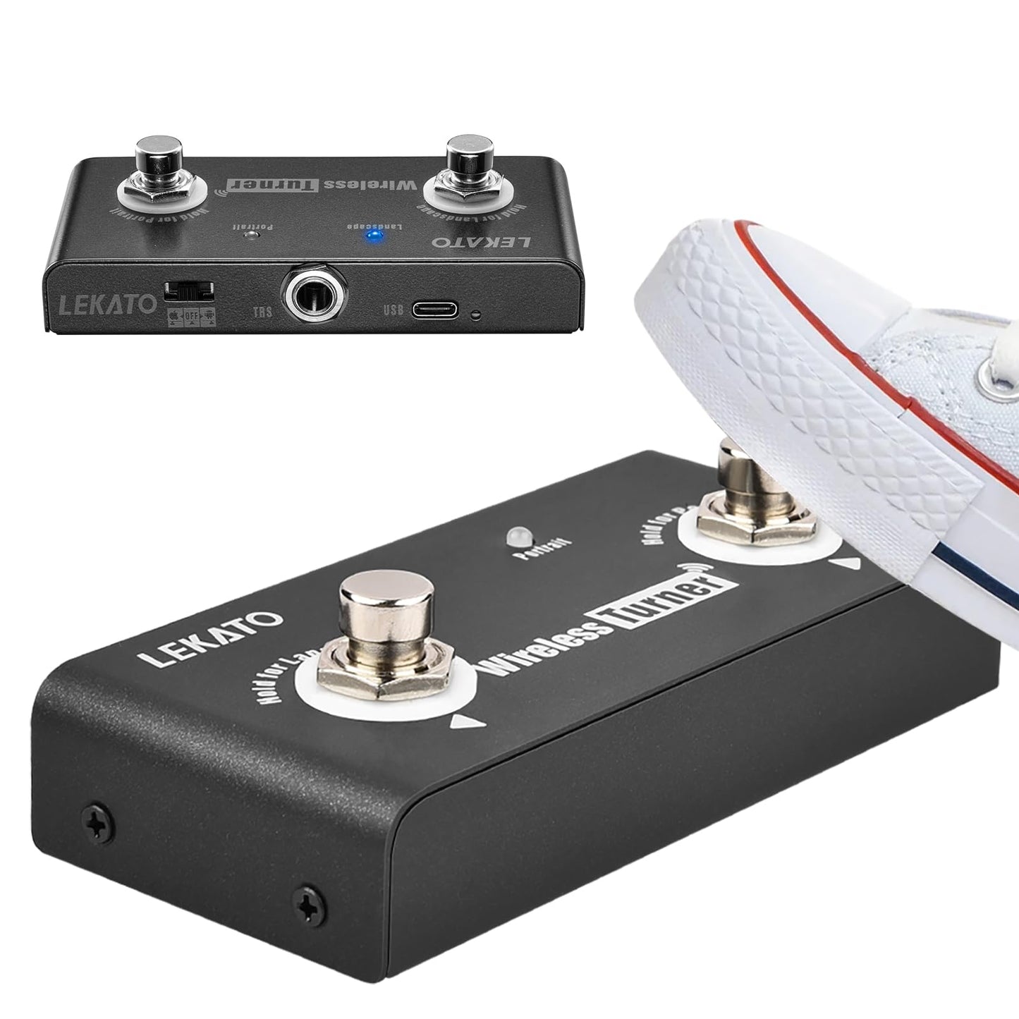 LEKATO - Pedal inalámbrico para pedales Bluetooth para tabletas y teléfonos (sistema Android e iOS superior a la versión 13.4) - Pedal externo para control de conmutación de sintonizador de pedal de