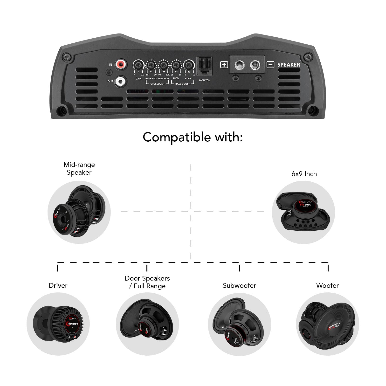 Amplificador Taramps Smart 3 3000 Vatios RMS Negro Multiimpedancia Clase D Monobloque para Subwoofers