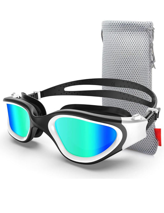 Hirola Goggles de Natación Polarizadas, Gafas Anti Empañamiento Profesionales para Adultos, Hombres y Mujeres (Blanco)