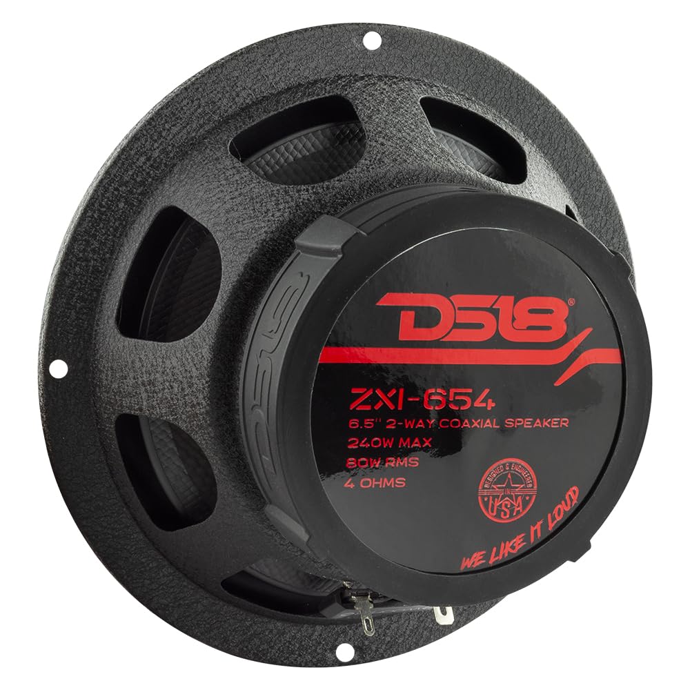 DS18 ZXI-654 - Altavoz coaxial de Audio para Coche (6,5 Pulgadas, con Tweeter de neodimio Integrado y Cono de Kevlar, 2 vías, 240 W, máx. 4 Ohm (2 Altavoces)