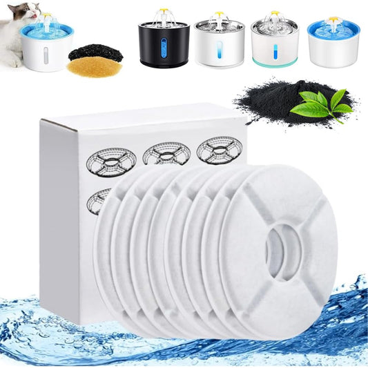 Filtros de Agua para Fuente de Gatos con Sistema de Triple Filtración y Carbón Activado 8 Paquetes