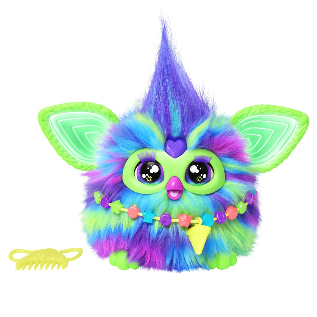 Furby Galaxy Edition Juguete de Peluche Interactivo, Incluye 15 Accesorios de Moda, Brilla en la Oscuridad, Habla, Canta y se Ilumina para niños y niñas, + 6 años