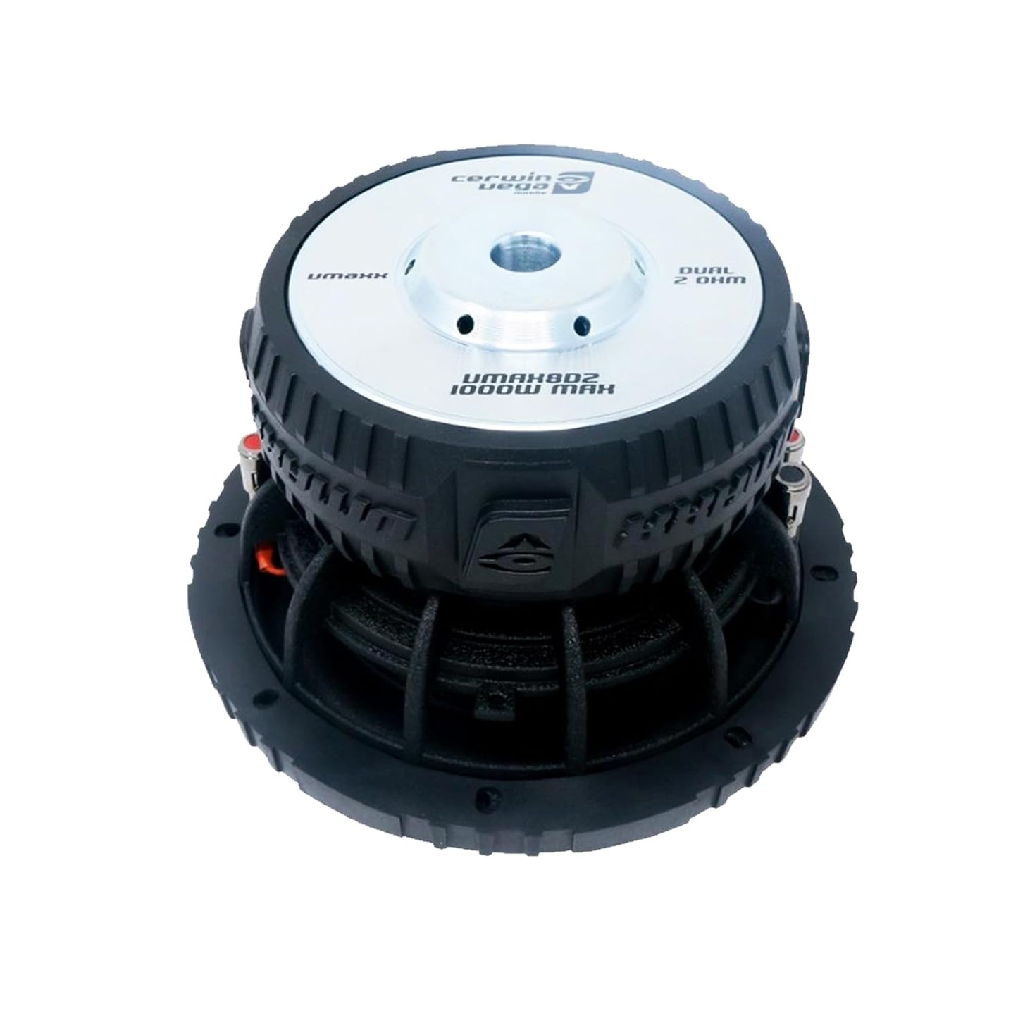 CERWIN-Vega! VMAXX Subwoofer de Alto Rendimiento RMS de 2 ohmios de 8 Pulgadas, 500 W, Aluminio Resistente, Cono semiprensado Negro, refrigeración Avanzada, Sistema de Audio para automóvil, 1000 W