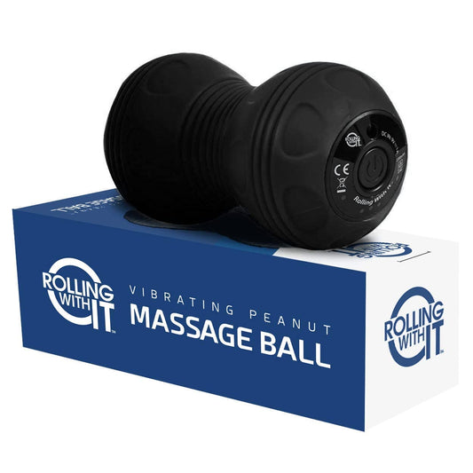 Bola de masaje de cacahuete vibrante profesional – terapia de punto de activación de tela profundo, liberación miofascial – portátil, inalámbrico, 4 niveles de intensidad, doble bola de lacrosse masajeador vibración, color negro