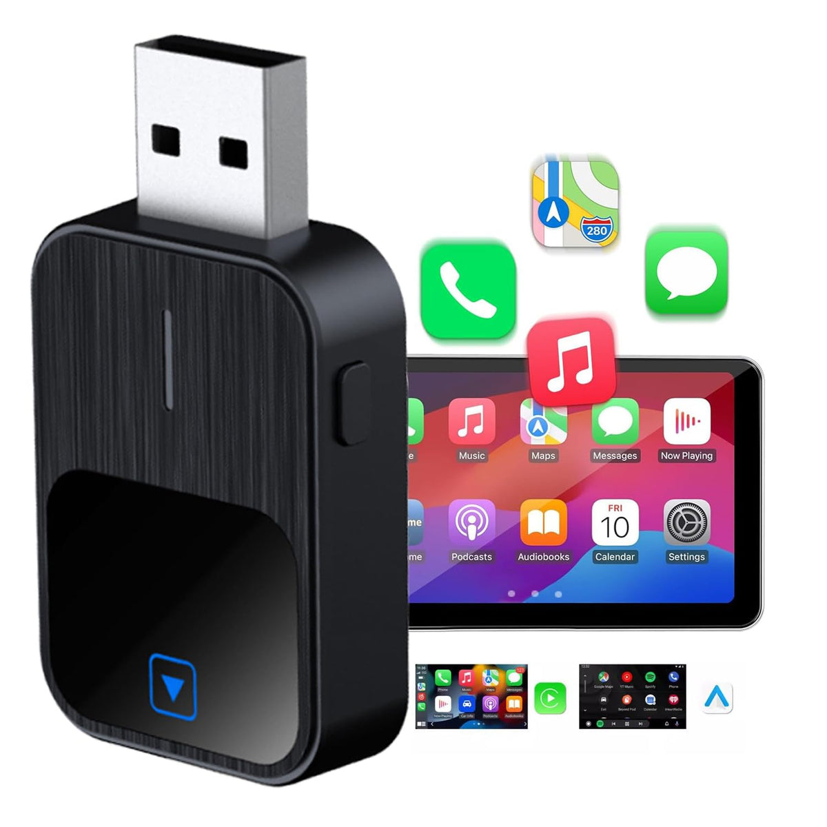 Adaptador Car Play Inalámbrico COSTRN Tipo C Mini 2 en 1