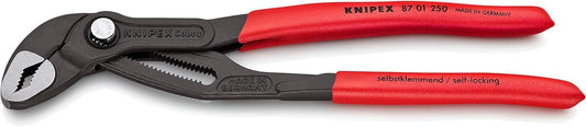 Knipex 87 01 250 Sb Cobra Tenaza para Bombas de Agua Hightech Atramentado Recubiertos de Plástico Antideslizante, 250 mm, rojo