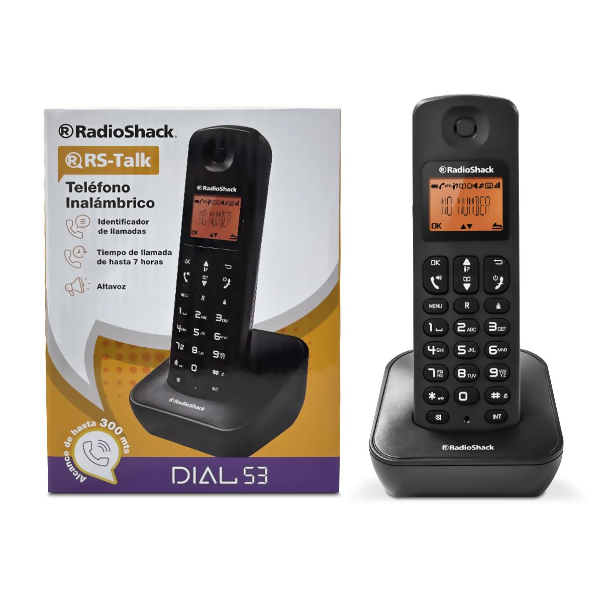 RadioShack Teléfono Inalámbrico | Identificador de Llamadas | DIAL 53 | Negro