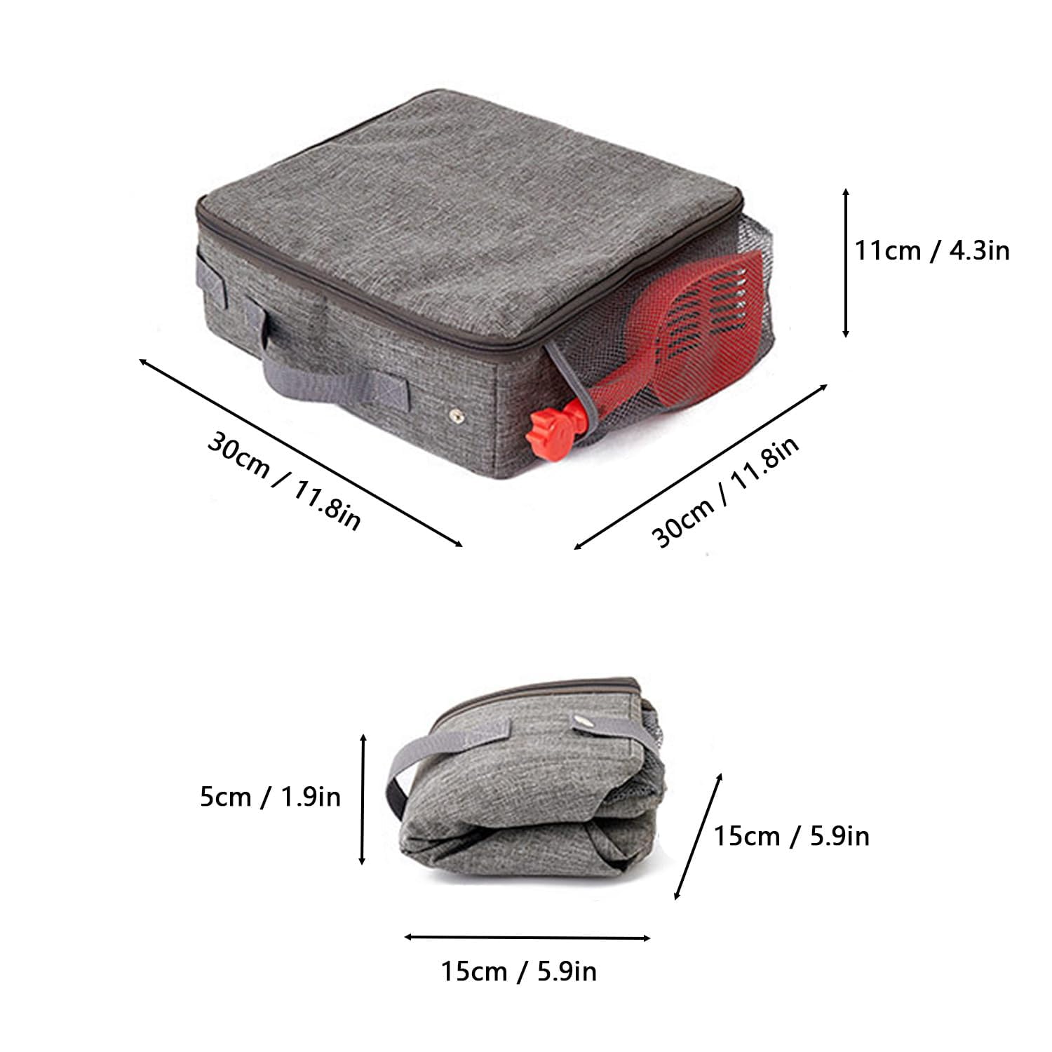 JAKLENA22 Arenero para Gato, con Pala para Arena de Gato,Caja de Arena para Gatos Portátil de Plegable, Impermeable, Sin Fugas, Ligera, para Viajes, Camping,Viajes por Carretera (30 x 30 x 11cm)
