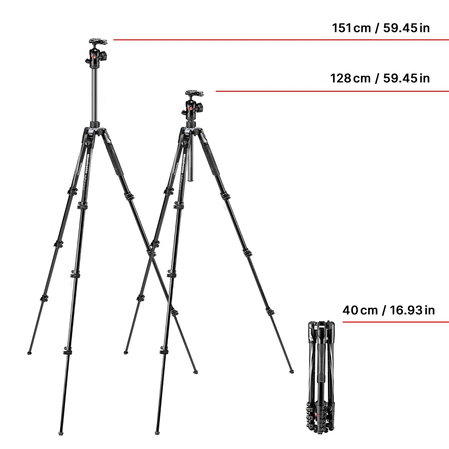 Manfrotto Befree - Trípode de Viaje de Aluminio de 4 Secciones con Cabeza de Bola, Color Negro